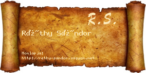 Réthy Sándor névjegykártya